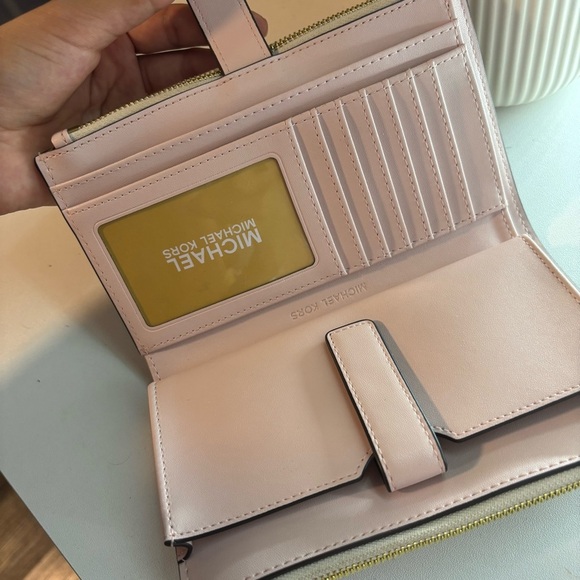 Michael Kors Blush and Gray Monogram Wristlet - Picture 2 of 5